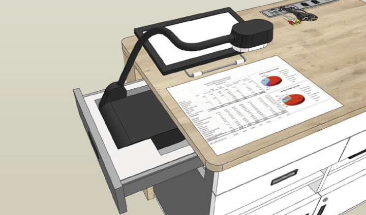 引き出し収納式書画カメラ