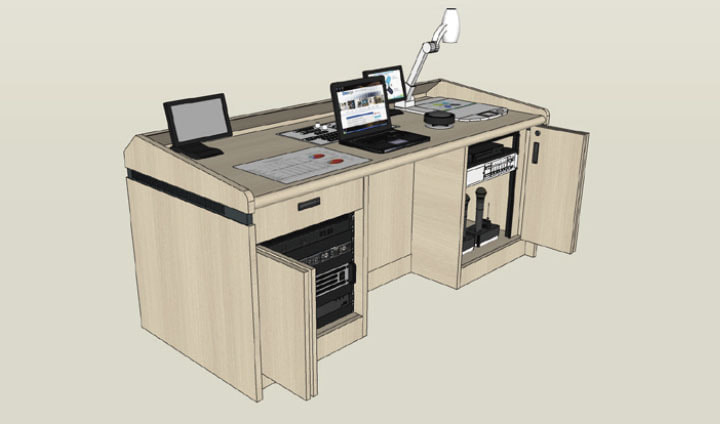 W1800：折りたたみ扉＋マイク収納