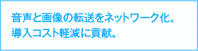 音声と画像の転送をネットワーク化。導入コスト軽減に貢献。